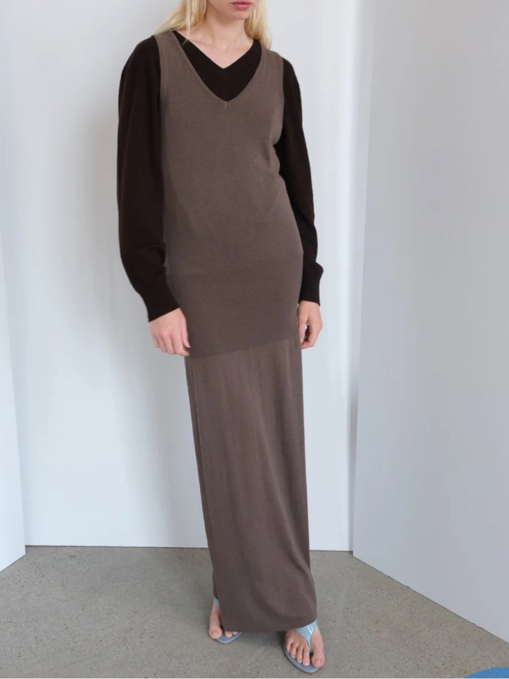 Geel “Mira” knitted, rib waist dress